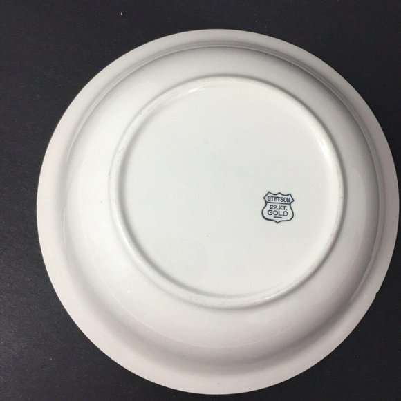 Stetson Serving Bowl Camille Pattern White Flower Gold Filigree 22 KT Gold VTG - Picture 7 of 8